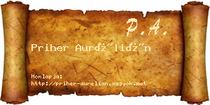 Priher Aurélián névjegykártya
